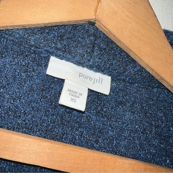 Pure Jill J. Jill Snap Front 3/4 Length Blue Marled Wool Blend Jacket Size XS - Picture 5 of 9